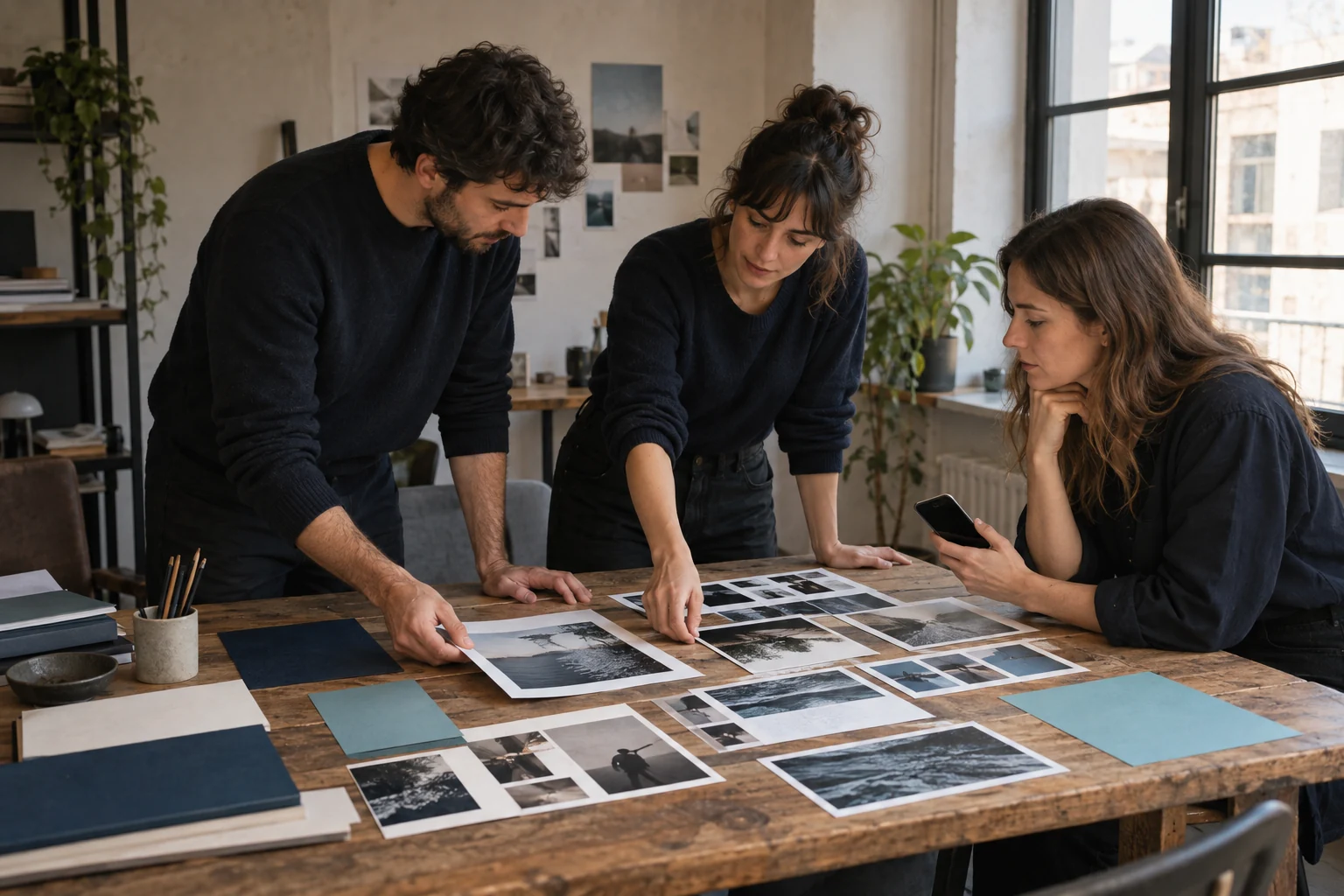 Un gruppo prepara materiali e idee per una campagna · visual generato
